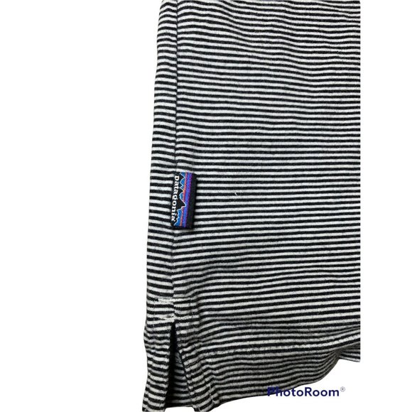 PATAGONIA Mens Short Sleeve Shirt Golf Polo Organic Cotton Striped Black Size L - Picture 3 of 4